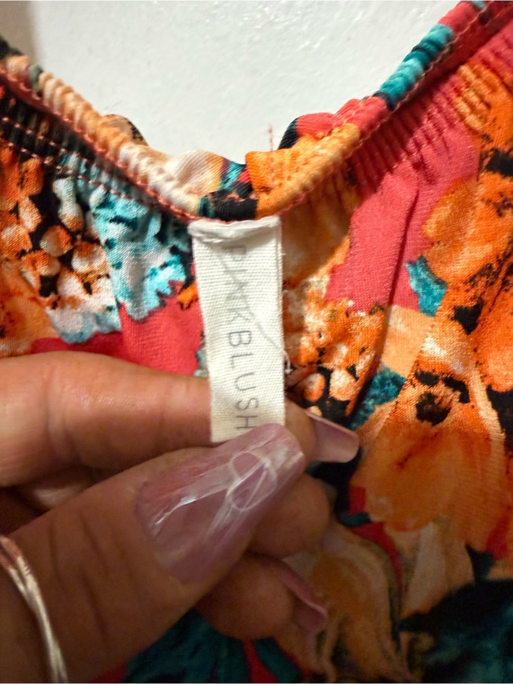 Pinkblush Girls' Orange Floral Skirt with Teal & Black Accents